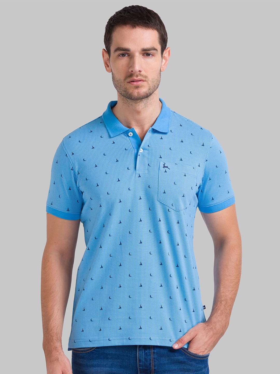 

Parx Men Blue Polo Collar T-shirt