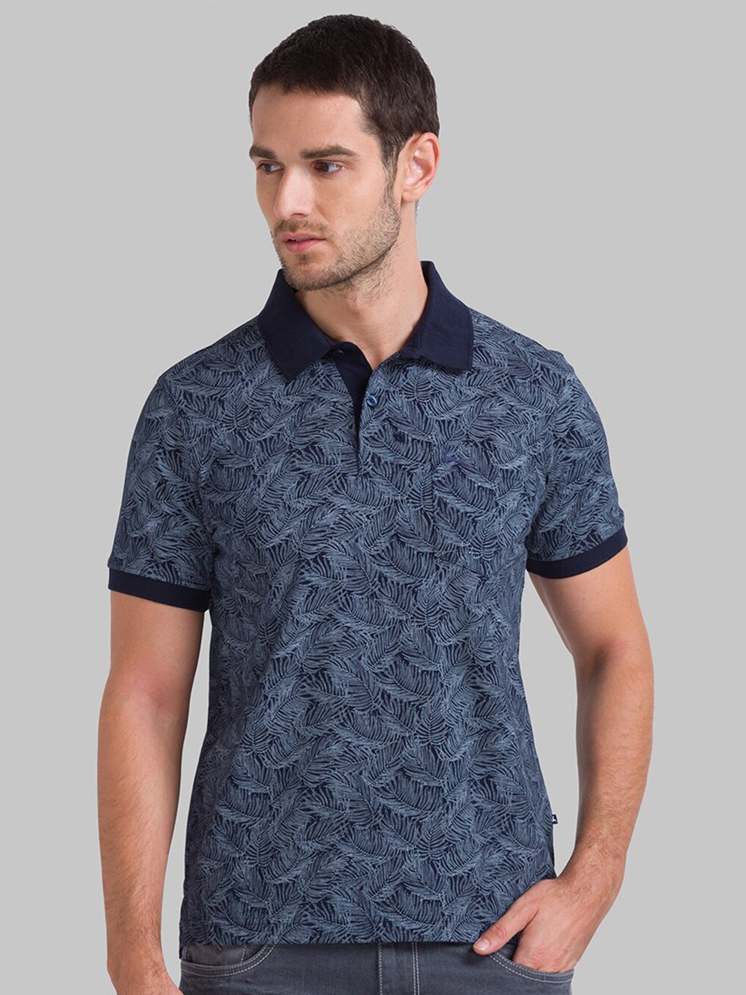 

Parx Men Blue Polo Collar T-shirt