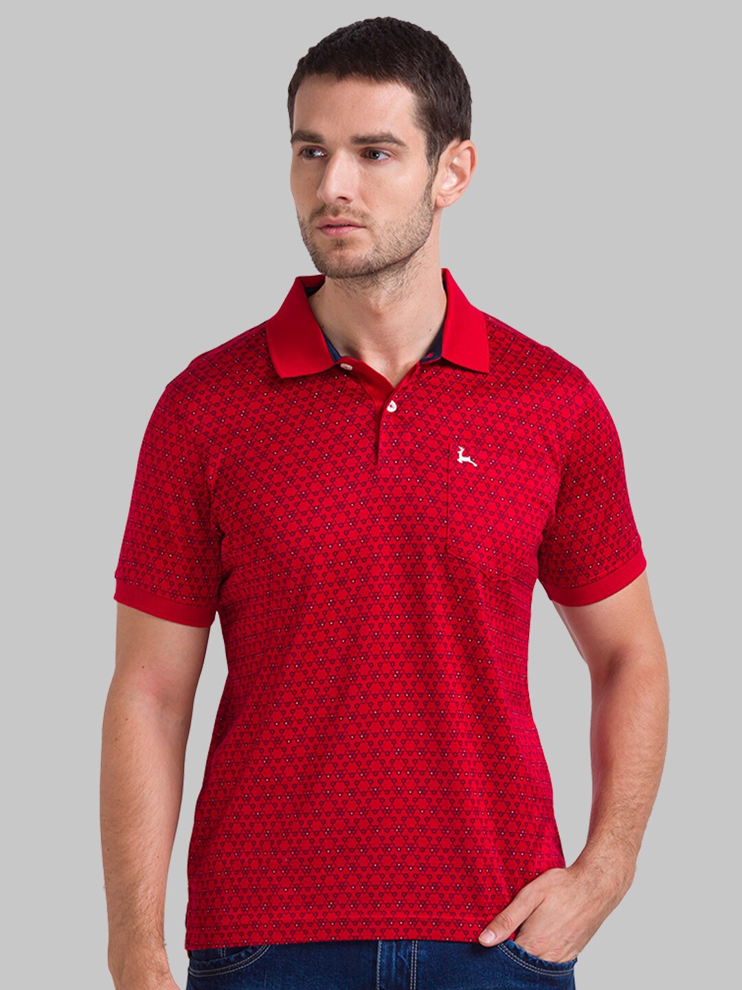 

Parx Men Red Polo Collar T-shirt