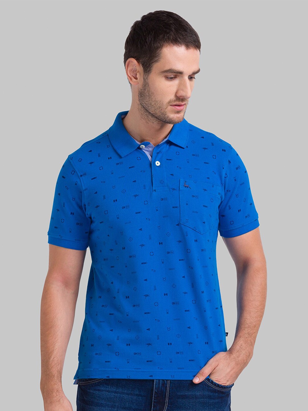 

Parx Men Blue Polo Collar T-shirt