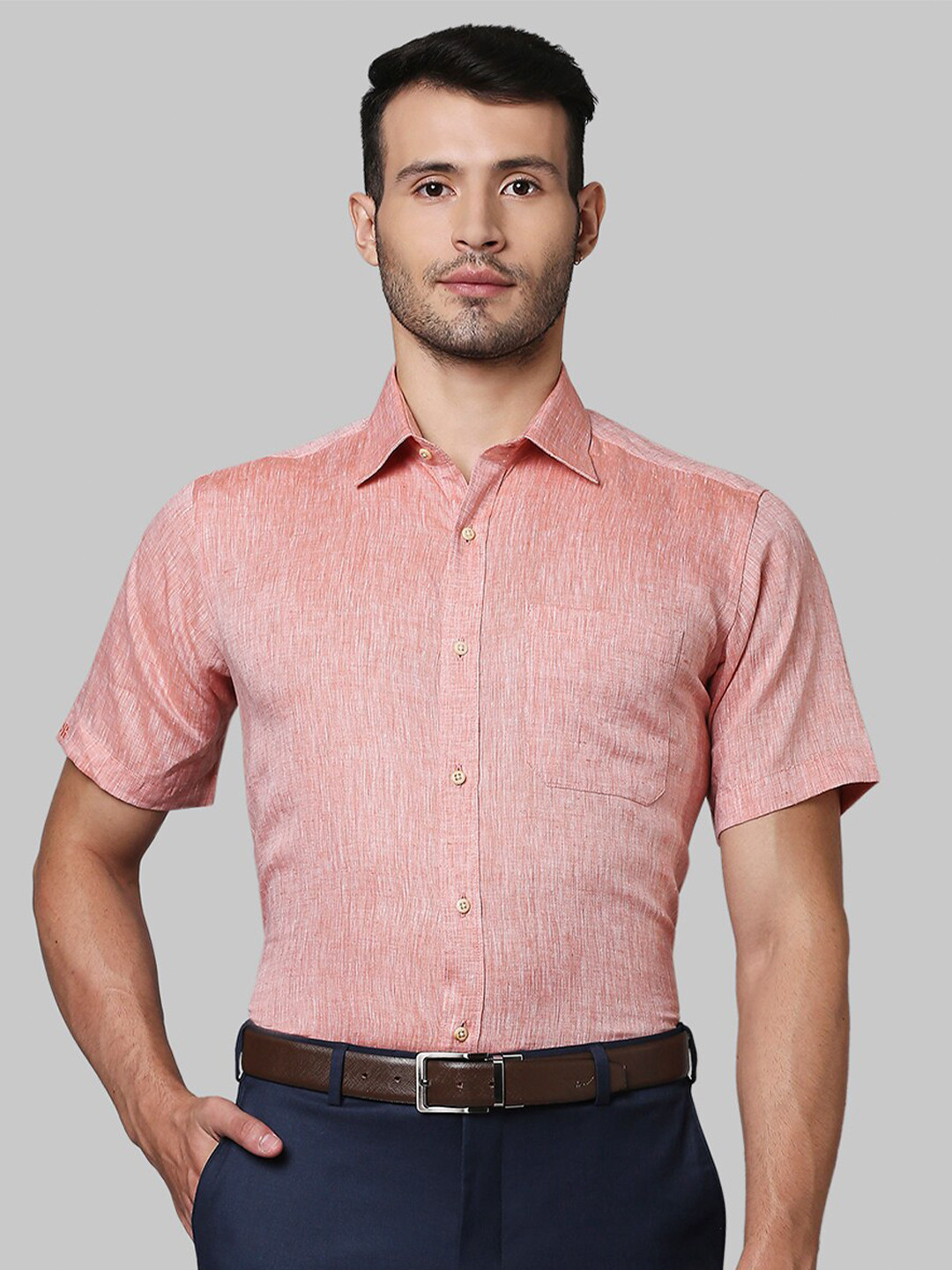 

Raymond Men Medium Orange Casual Shirt