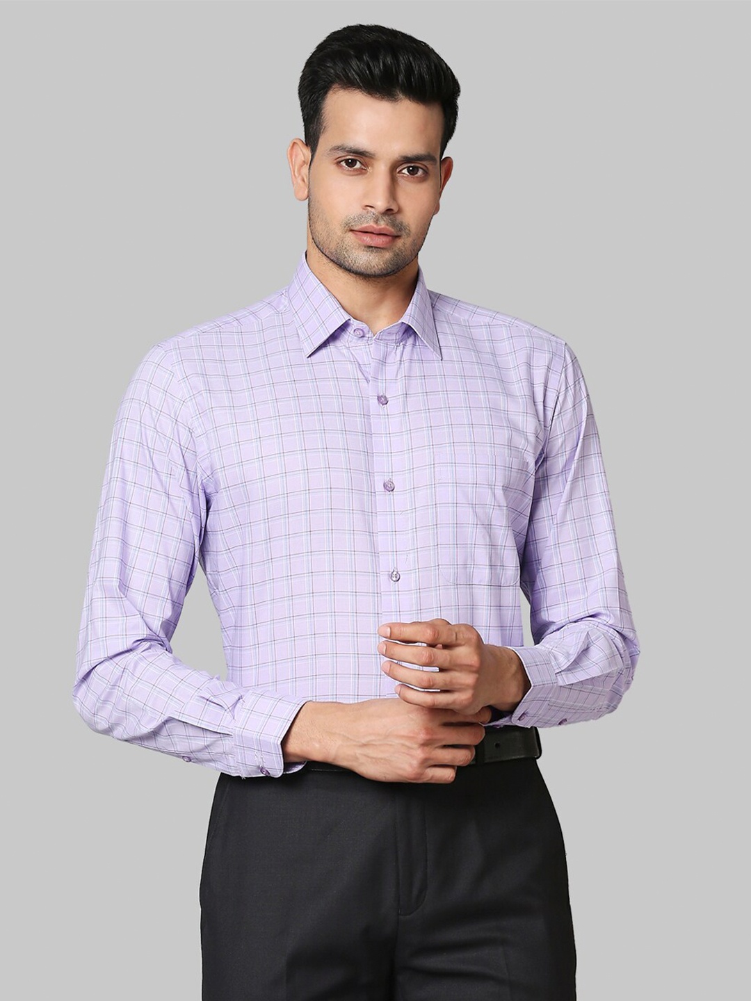 

Raymond Men Purple Checked Formal Shirt
