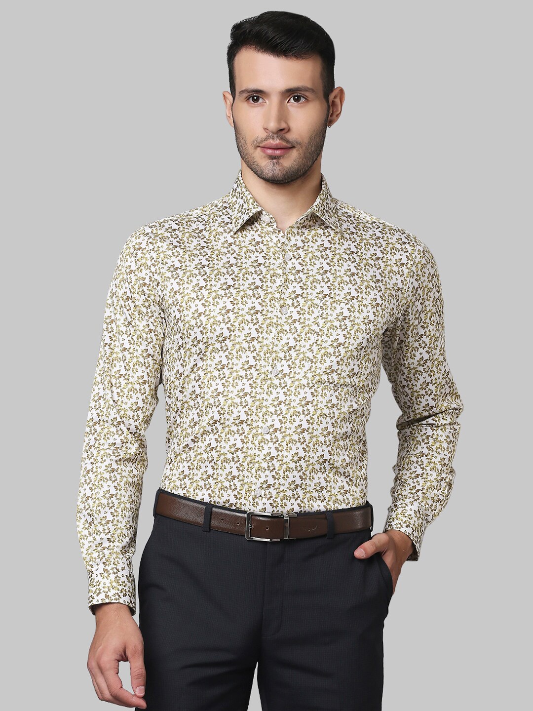 

Raymond Men Yellow Printed Cotton Casual Shirt