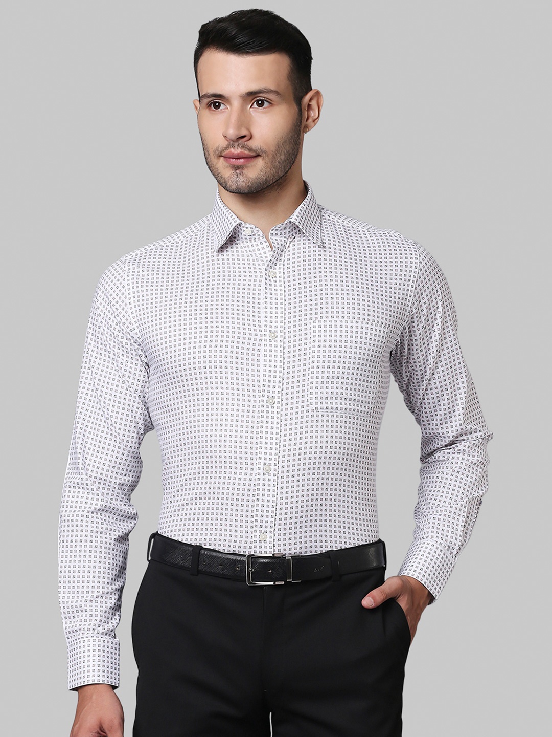 

Raymond Slim Fit Opaque Cotton Printed Casual Shirt, White