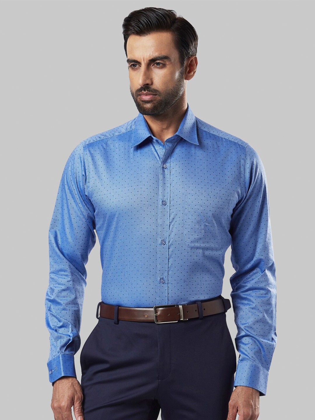 

Raymond Men Blue Printed Formal Shirt