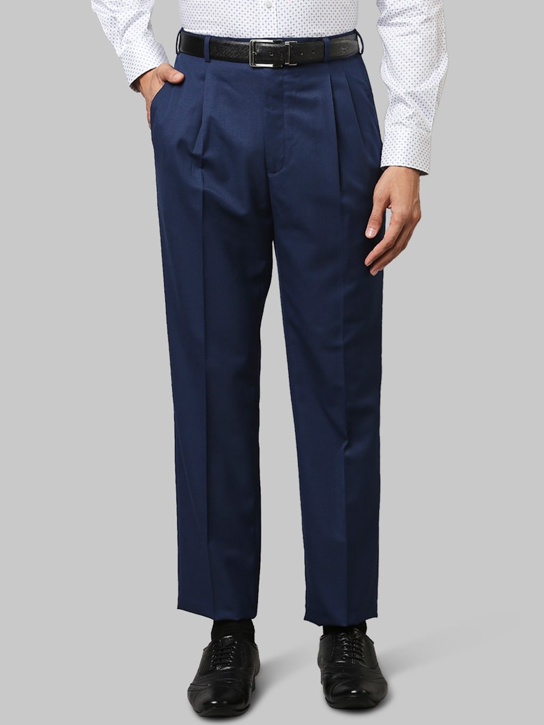 

Raymond Men Blue Pleated Trousers
