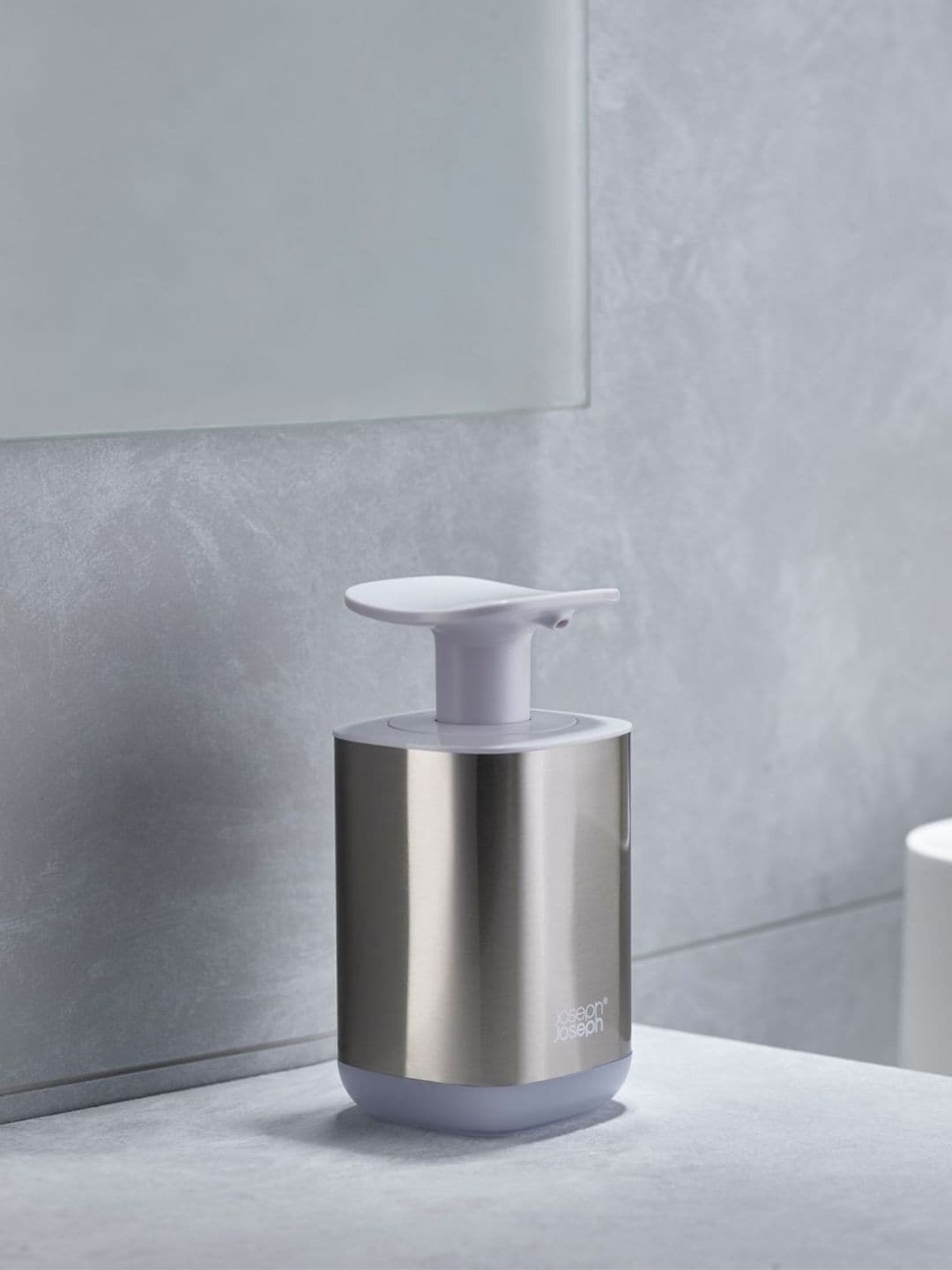 

Joseph Joseph Silver-Toned & White Solid Steel Soap Dispenser