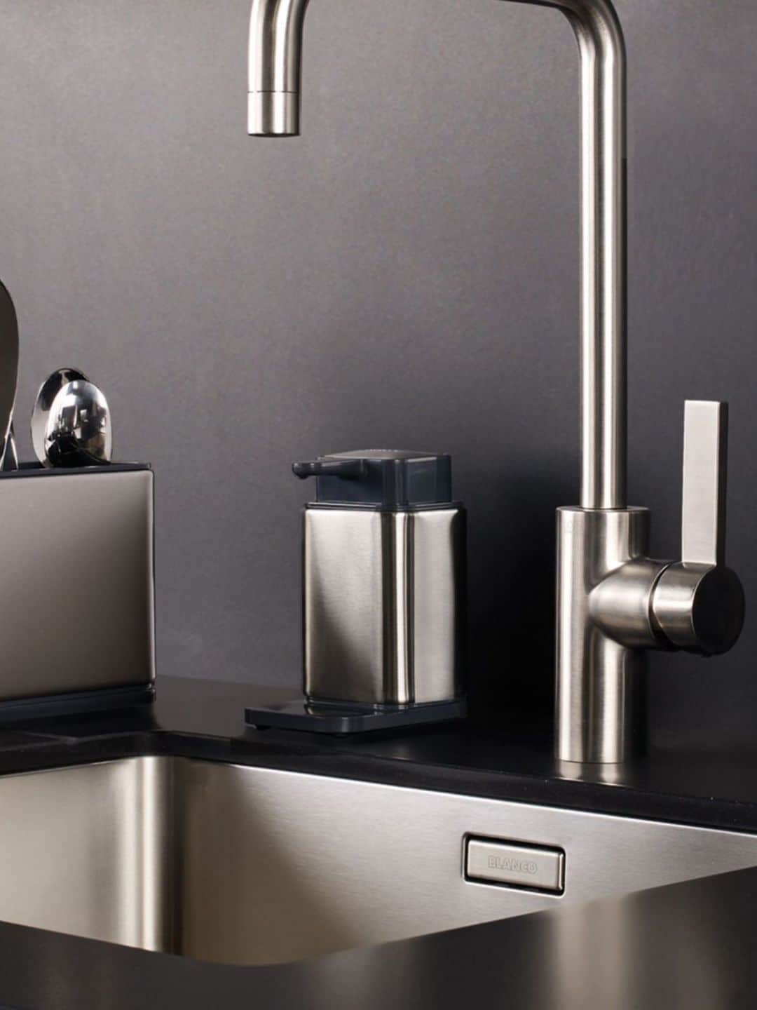 

Joseph Joseph Grey & Silver-Toned Solid Stainless-Steel Soap Dispenser