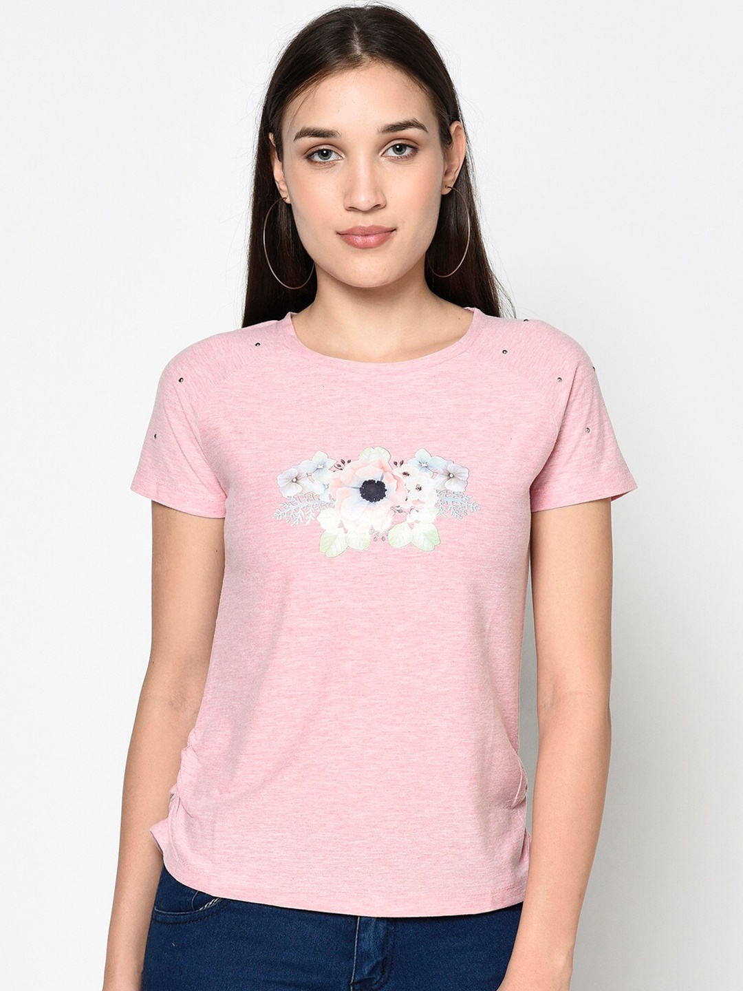 

Miss Grace Women Pink Printed Regular Top