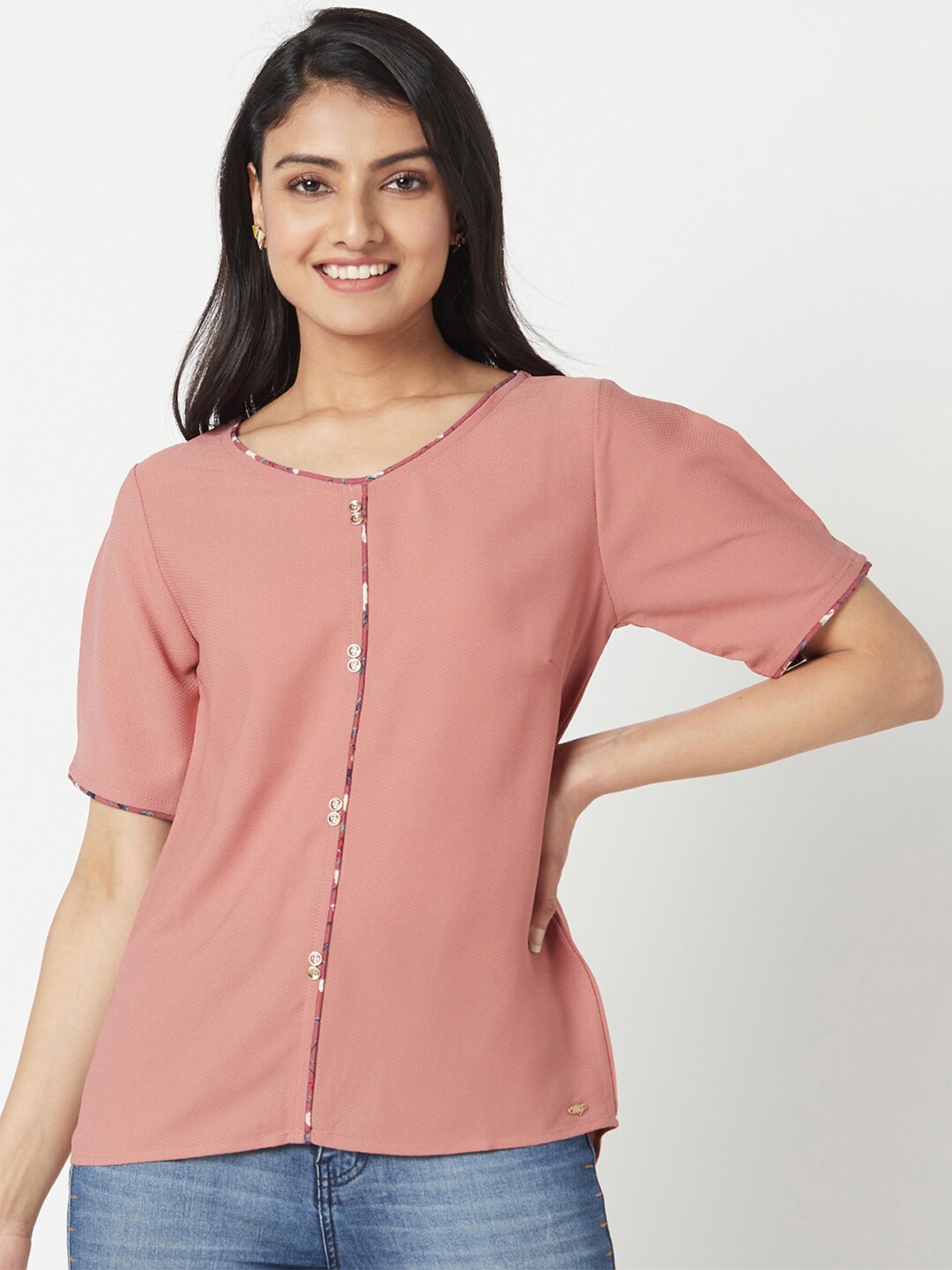 

Miss Grace Pink Solid Regular Top