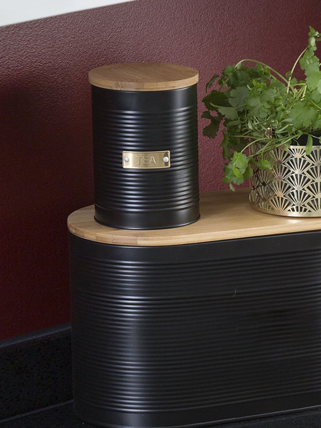 

TYPHOON Black Stainless Steel Dishwasher safe Otto Tea Storage