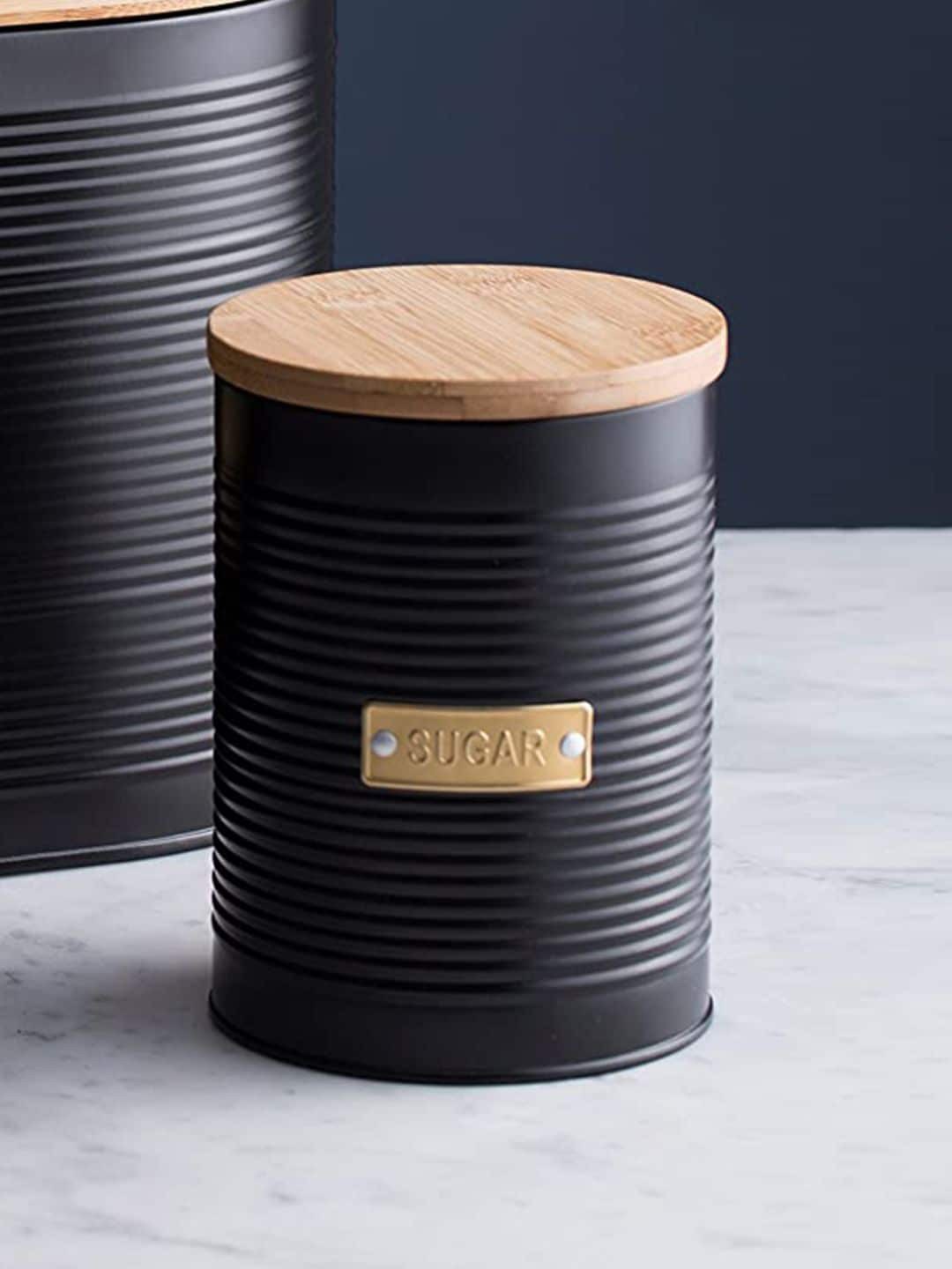 

TYPHOON Black & Beige Striped Stainless Steel Dishwasher safe Sugar Storage Container