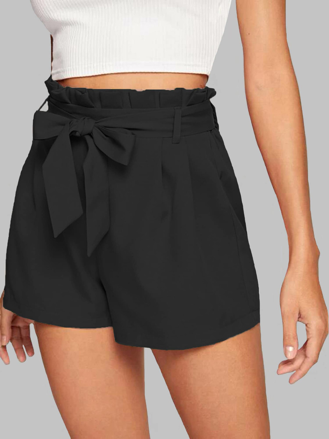 

ADDYVERO Women Black High-Rise Shorts