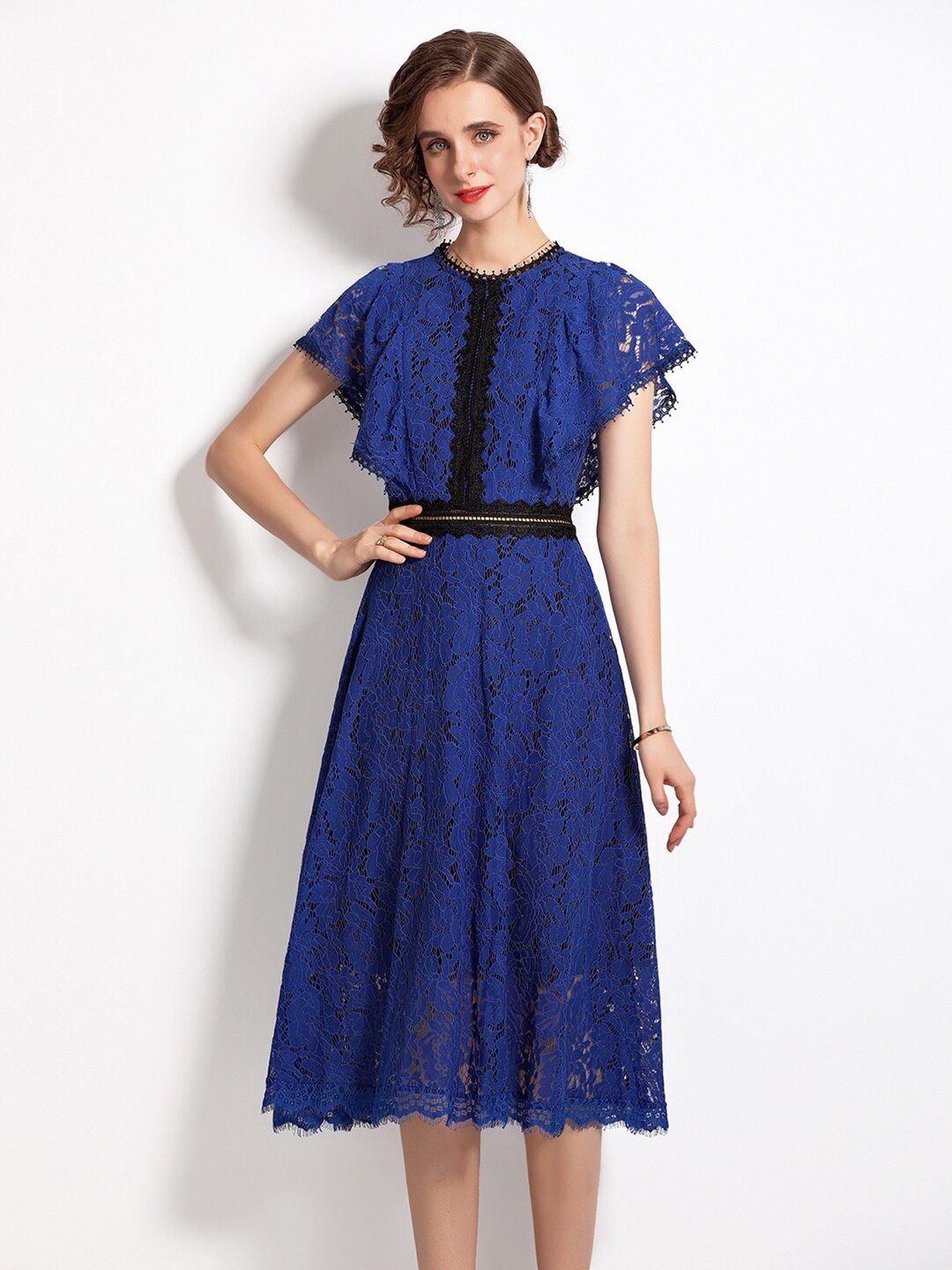 

JC Collection Blue Midi Lace Fit And Flare Dress