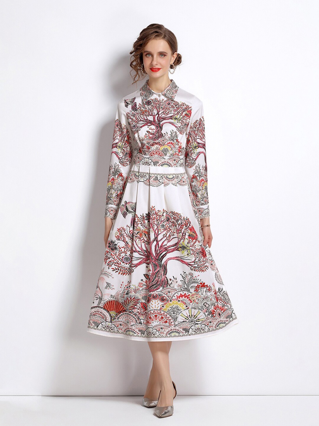 

JC Collection White Floral Midi Dress