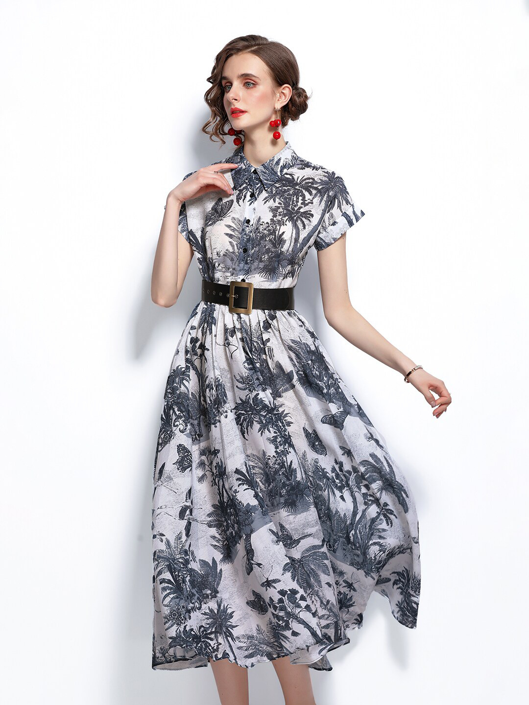 

JC Collection Black & White Floral Midi Dress