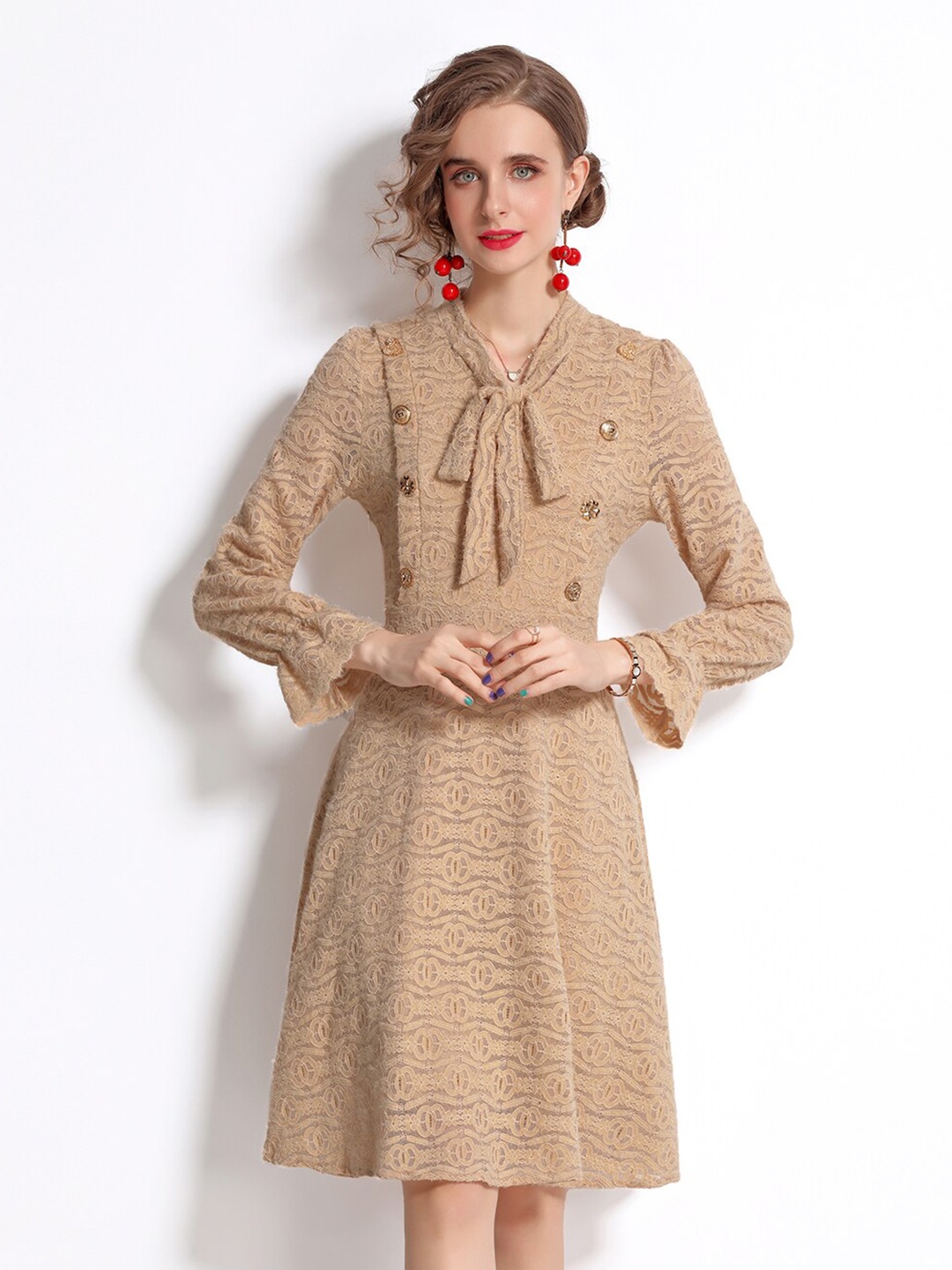 

JC Collection Beige Lace Dress