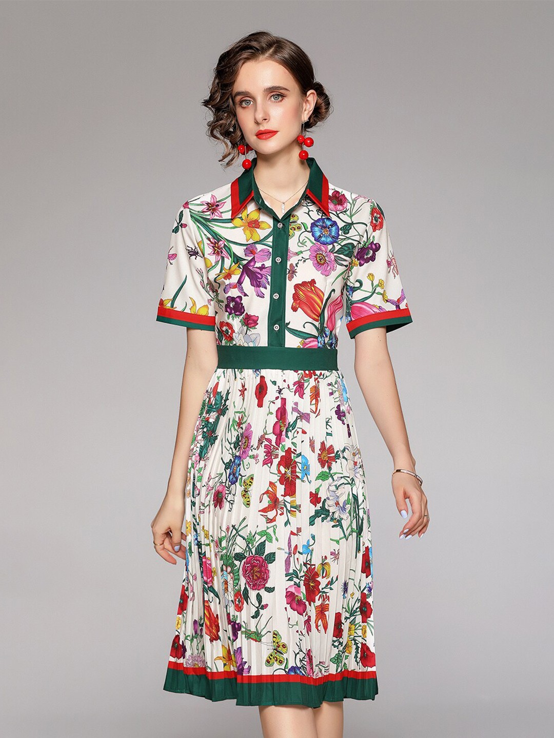 

JC Collection Women Multicoloured Floral Shirt Midi Dress, Multi