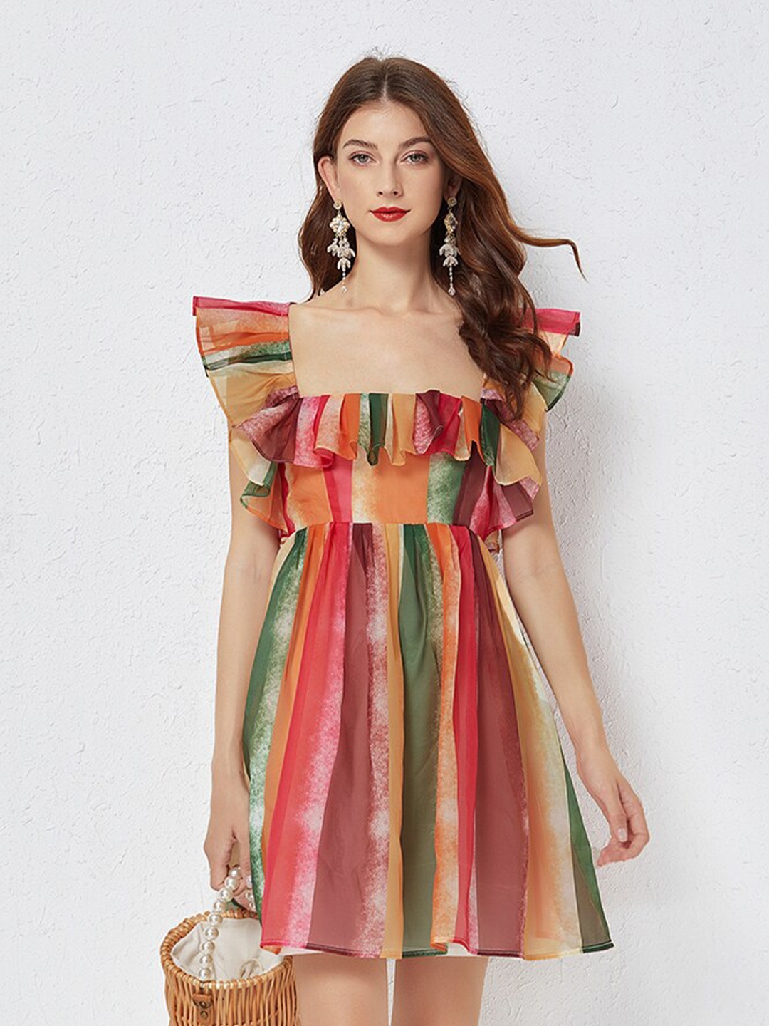 

JC Collection Women Multicoloured Striped Mini Open Back Dress, Multi
