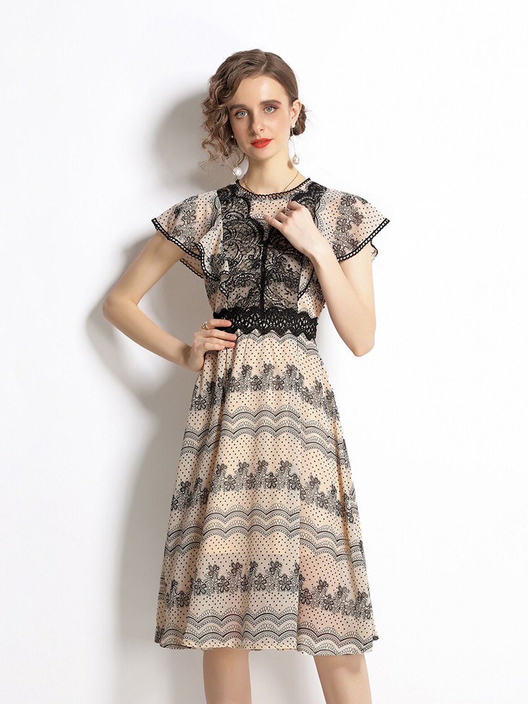 

JC Collection Women Black Printed Flared Dress
