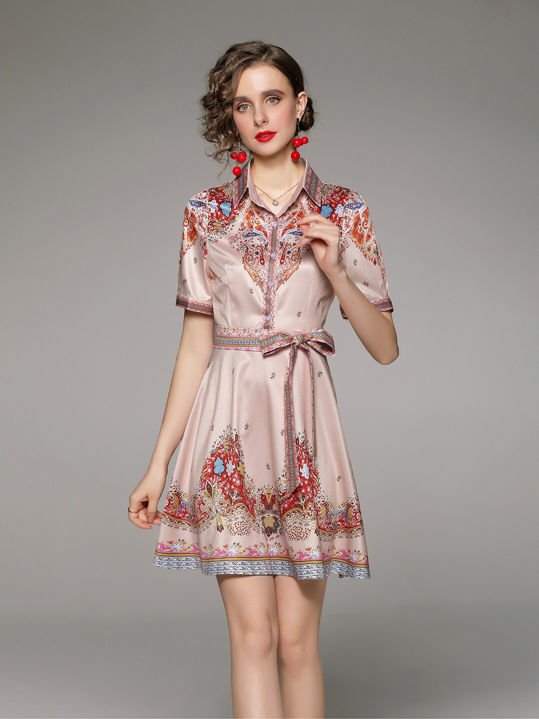 

JC Collection Women Pink Floral Tie -Up Dress