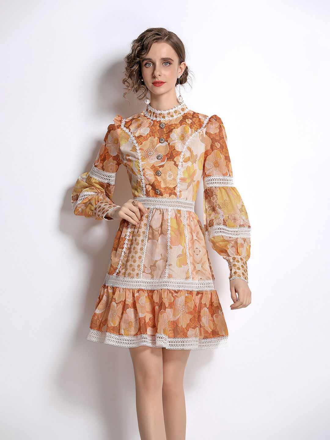

JC Collection Women Yellow Floral Gathered Dress