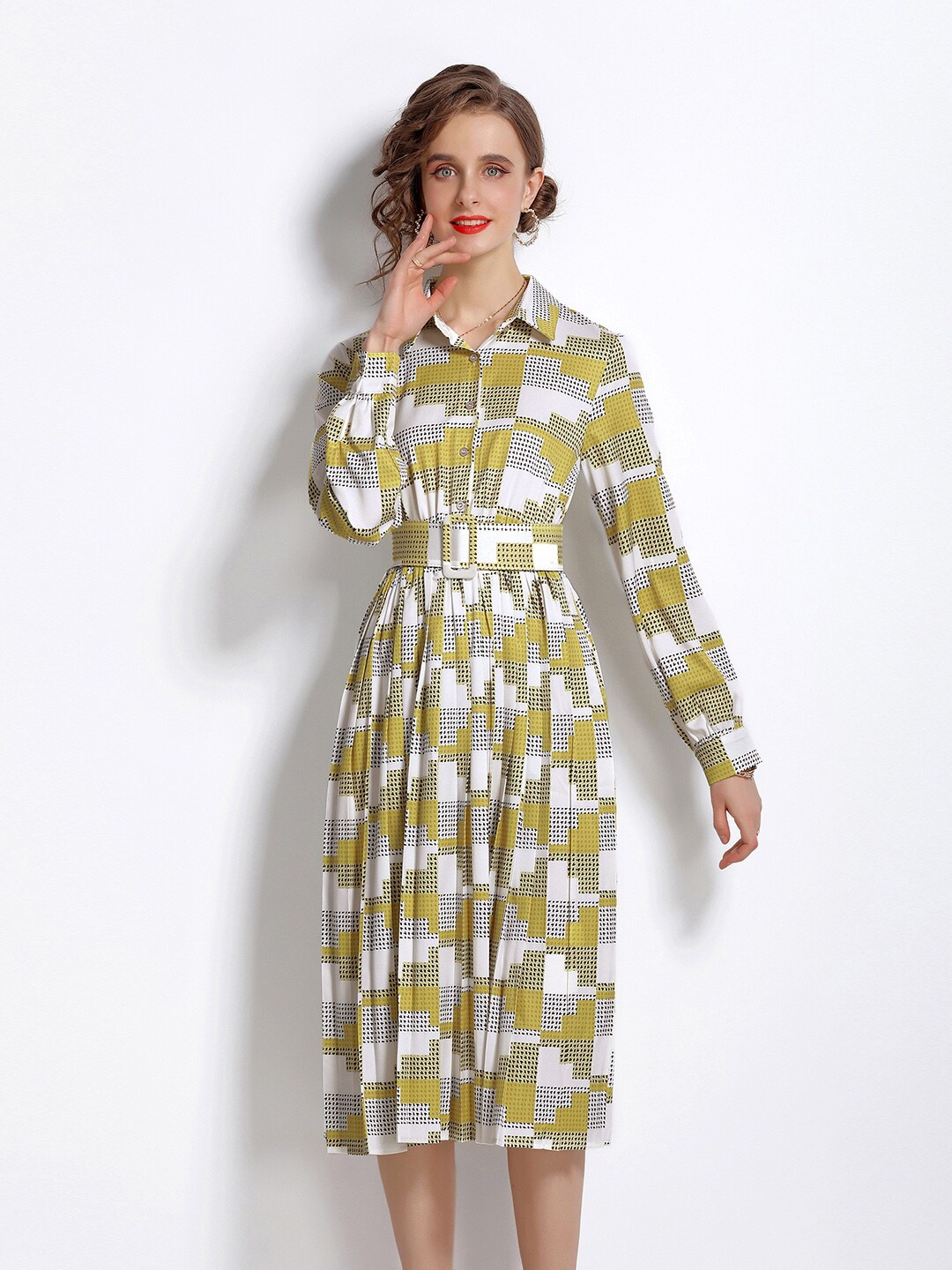 

JC Collection Green & White Midi Dress