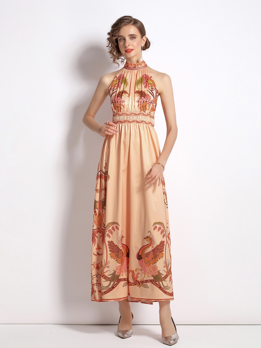 

JC Collection Multicoloured Floral Tie-Up Neck Maxi Dress, Multi