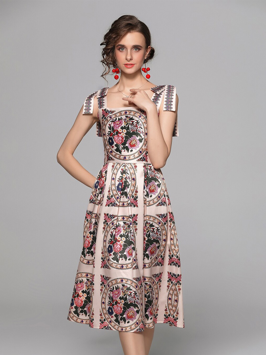 

JC Collection Multicoloured Floral Printed Midi Dress, Multi
