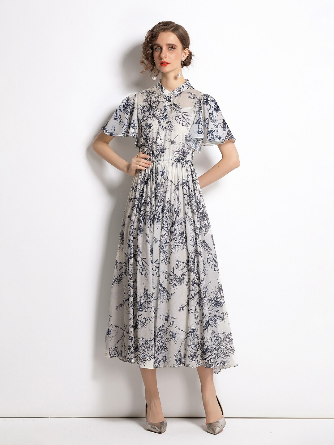 

JC Collection Women Blue & White Midi Dress