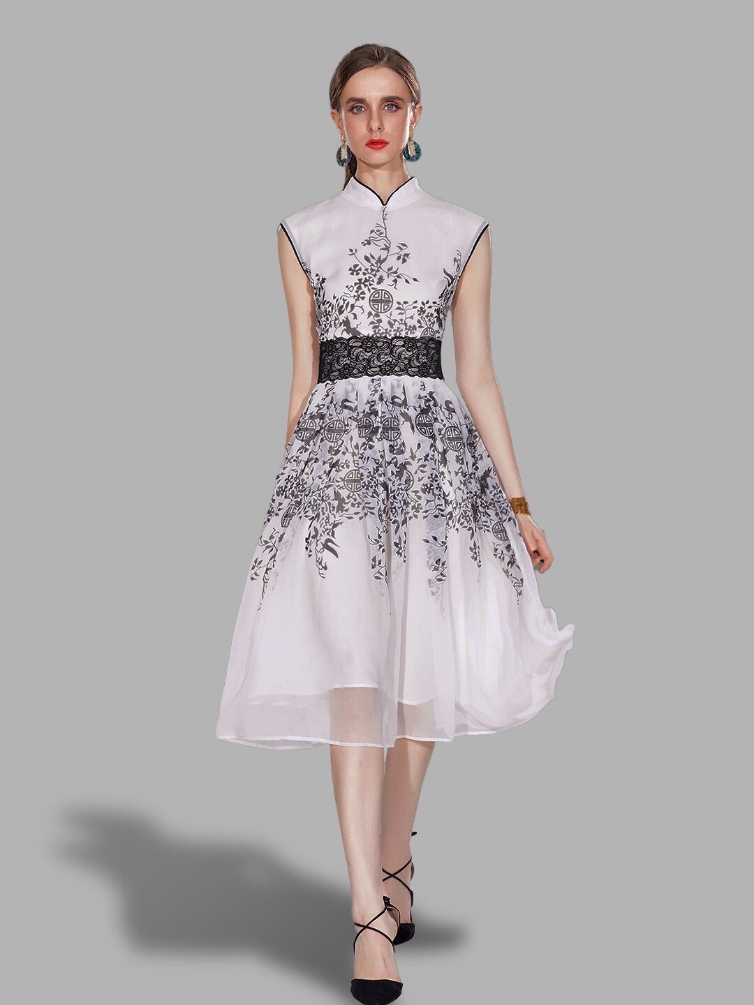 

JC Collection Women White Floral Midi Dress