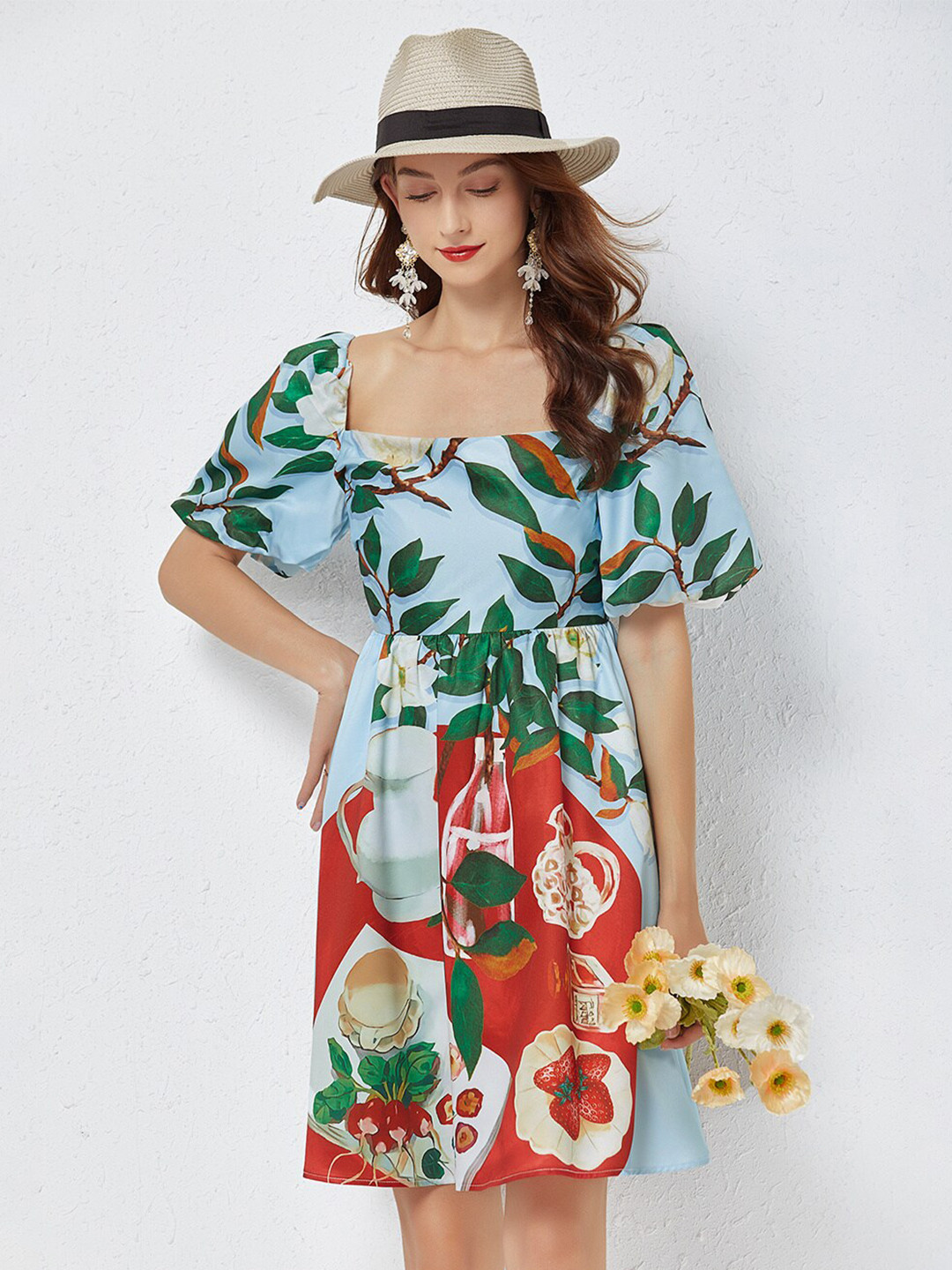 

JC Collection Women Blue Floral Dress