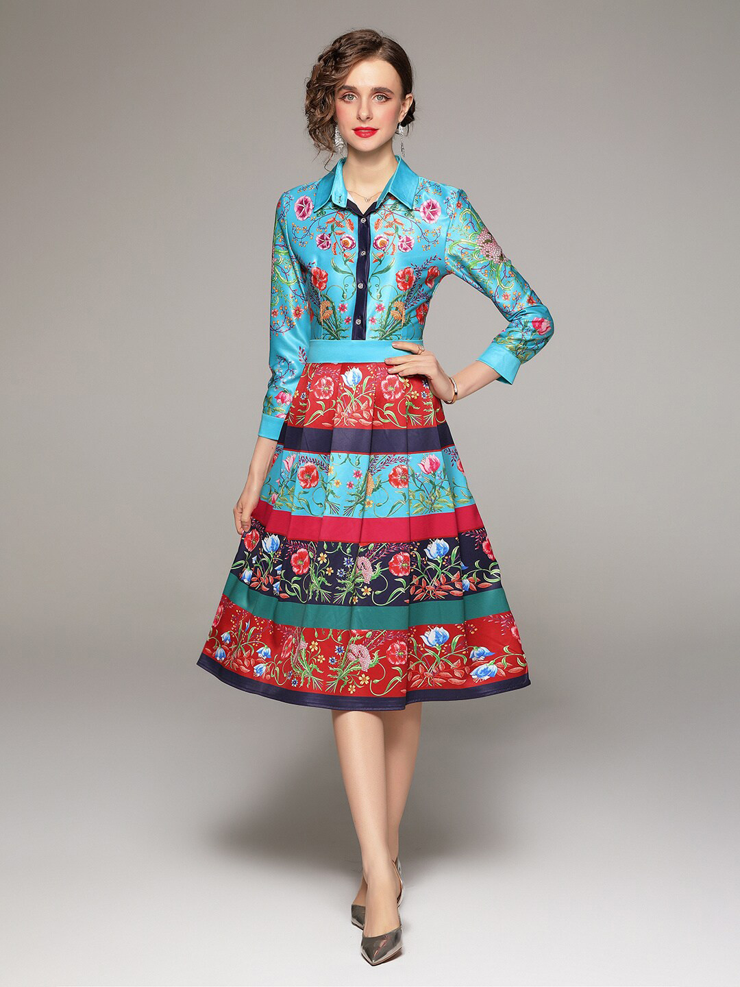 

JC Collection Women Multicoloured Floral Shirt Midi Dress, Multi
