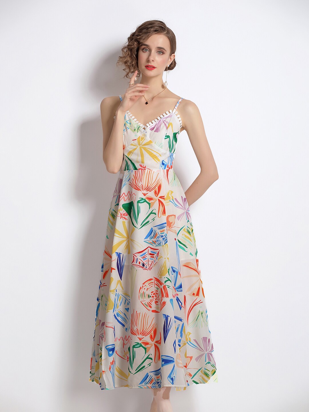 

JC Collection White & Blue Floral Maxi Dress