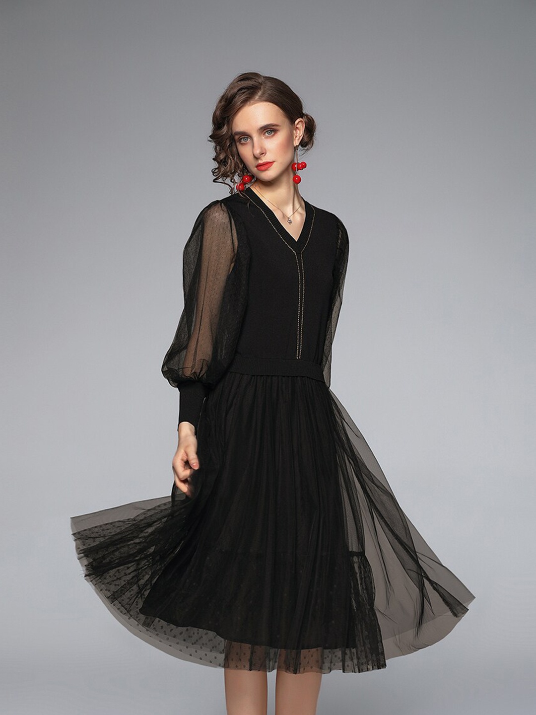 

JC Collection Black Midi Dress