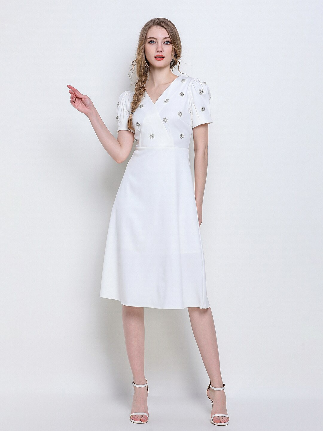 

JC Collection White A-Line Dress