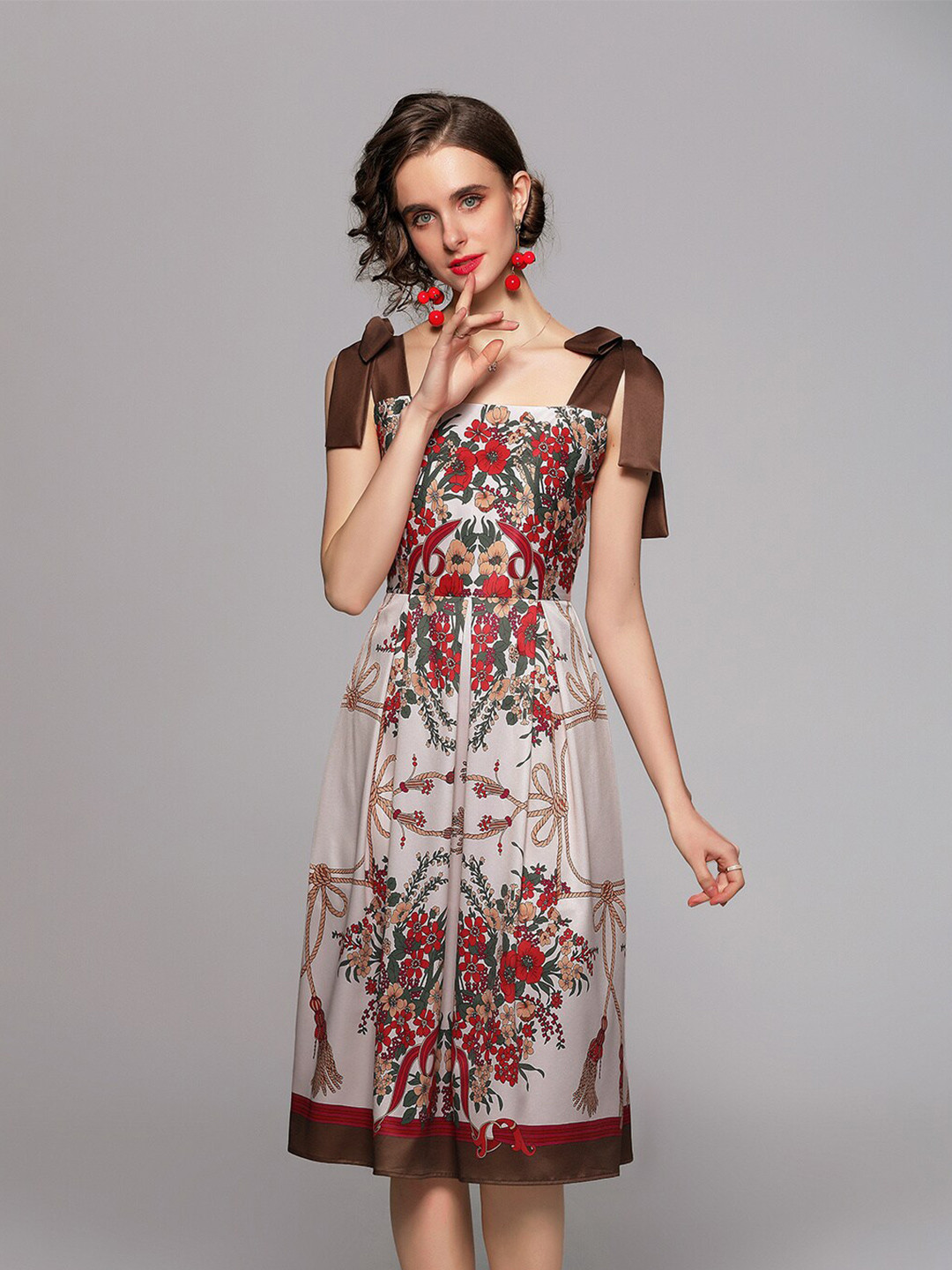 

JC Collection Women Multicolor Floral Printed Sleeveless Dress, Multi