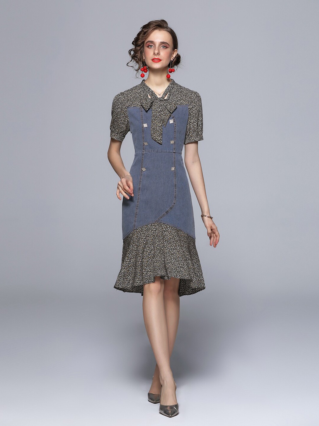 

JC Collection Blue A-Line Dress