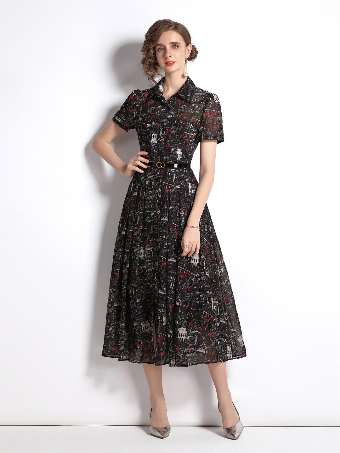 

JC Collection Black Floral Midi Dress