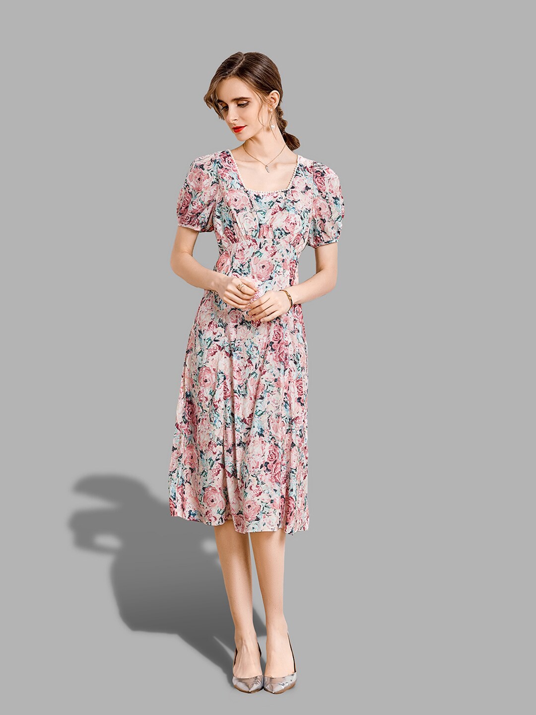 

JC Collection Pink Floral Midi Dress
