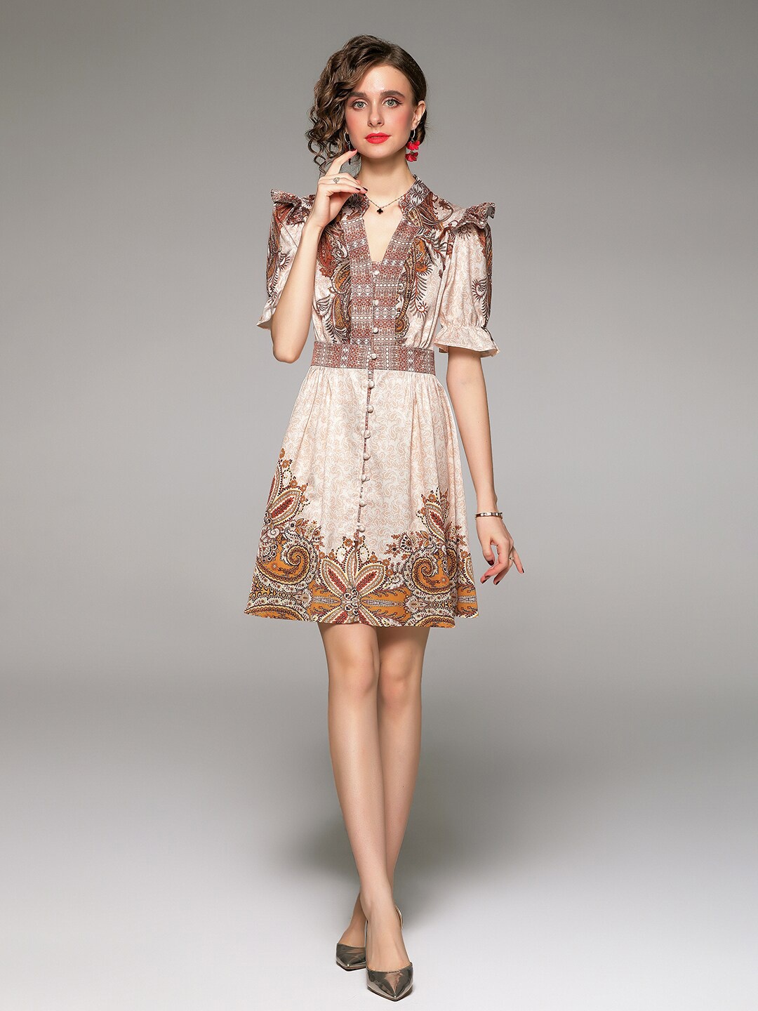 

JC Collection Brown Ethnic Motifs Dress