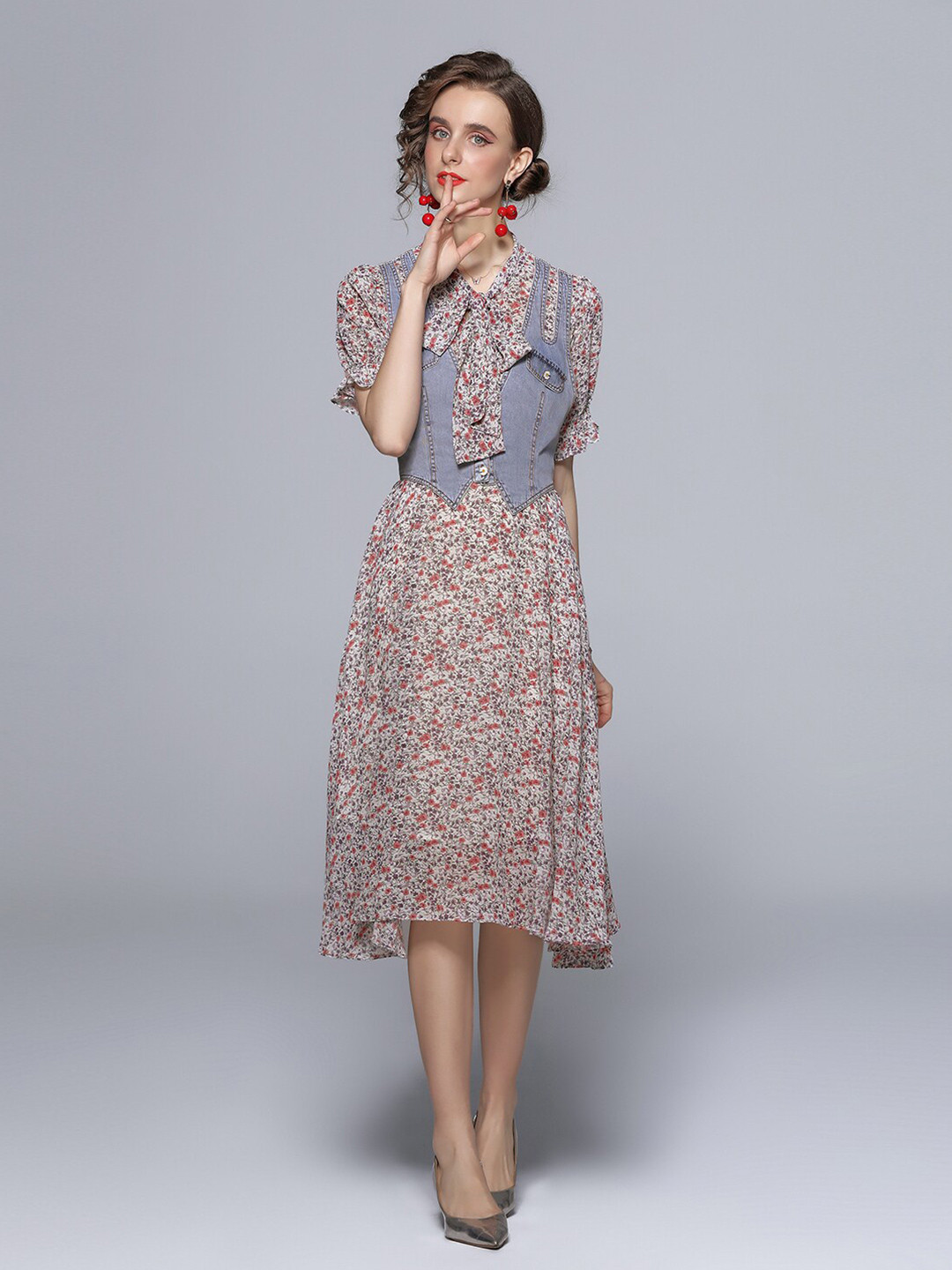 

JC Collection Multicoloured Floral A-Line Midi Dress, Multi