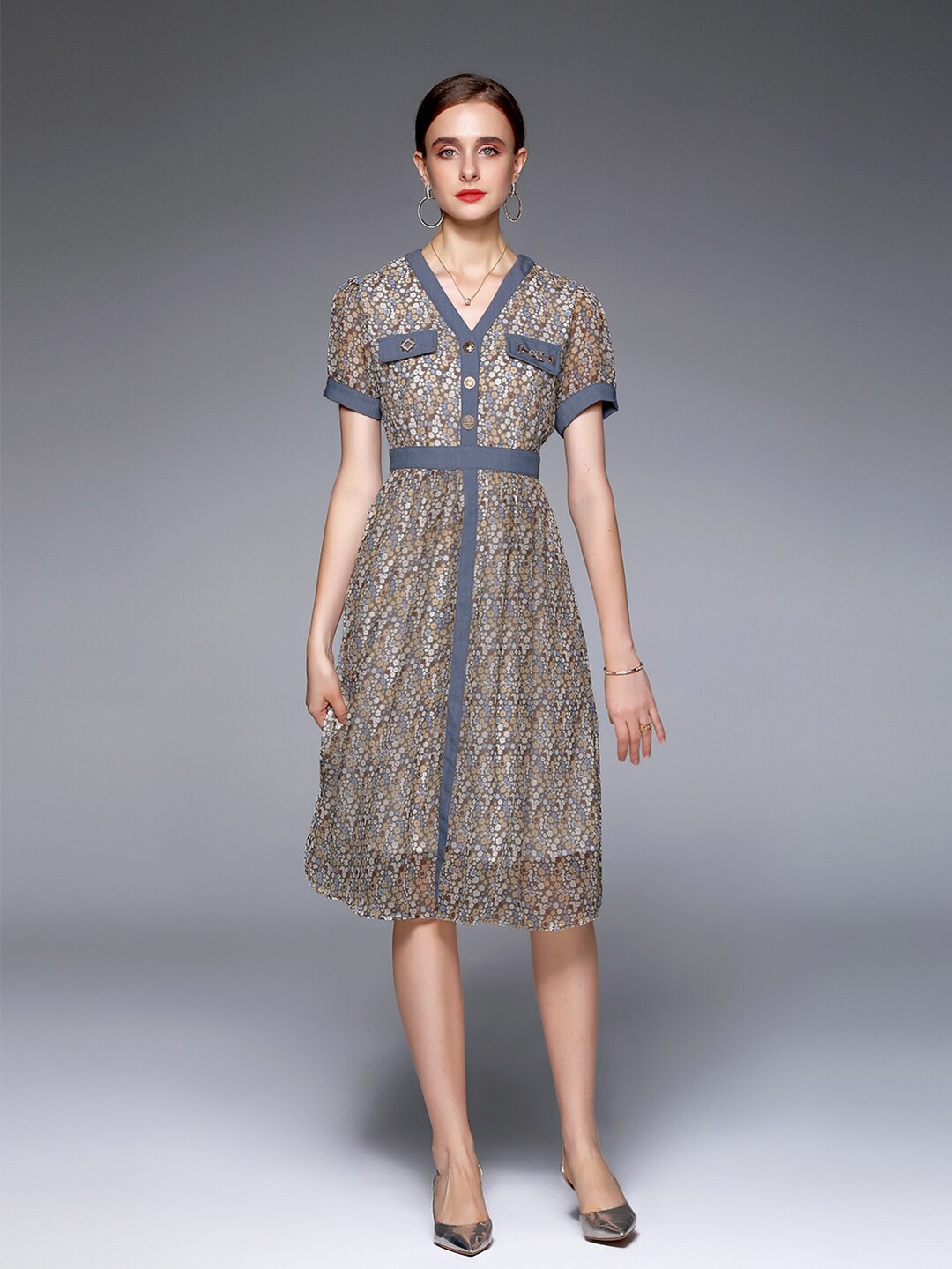 

JC Collection Blue Ethnic Motifs Dress