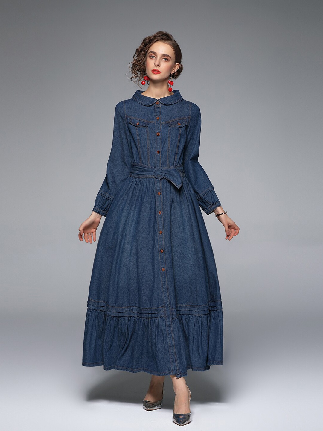 

JC Collection Blue Peter Pan Collar Maxi Dress