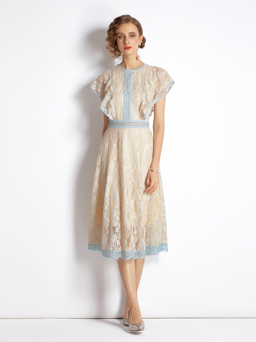 

JC Collection Beige Floral Midi Dress