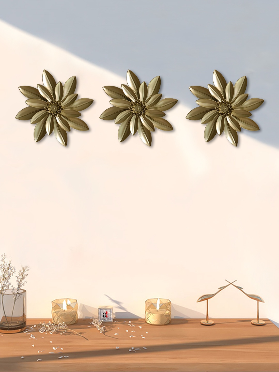 

Art Street Set of 3 Silver & Brown Textured Flower Wall Plate Decor