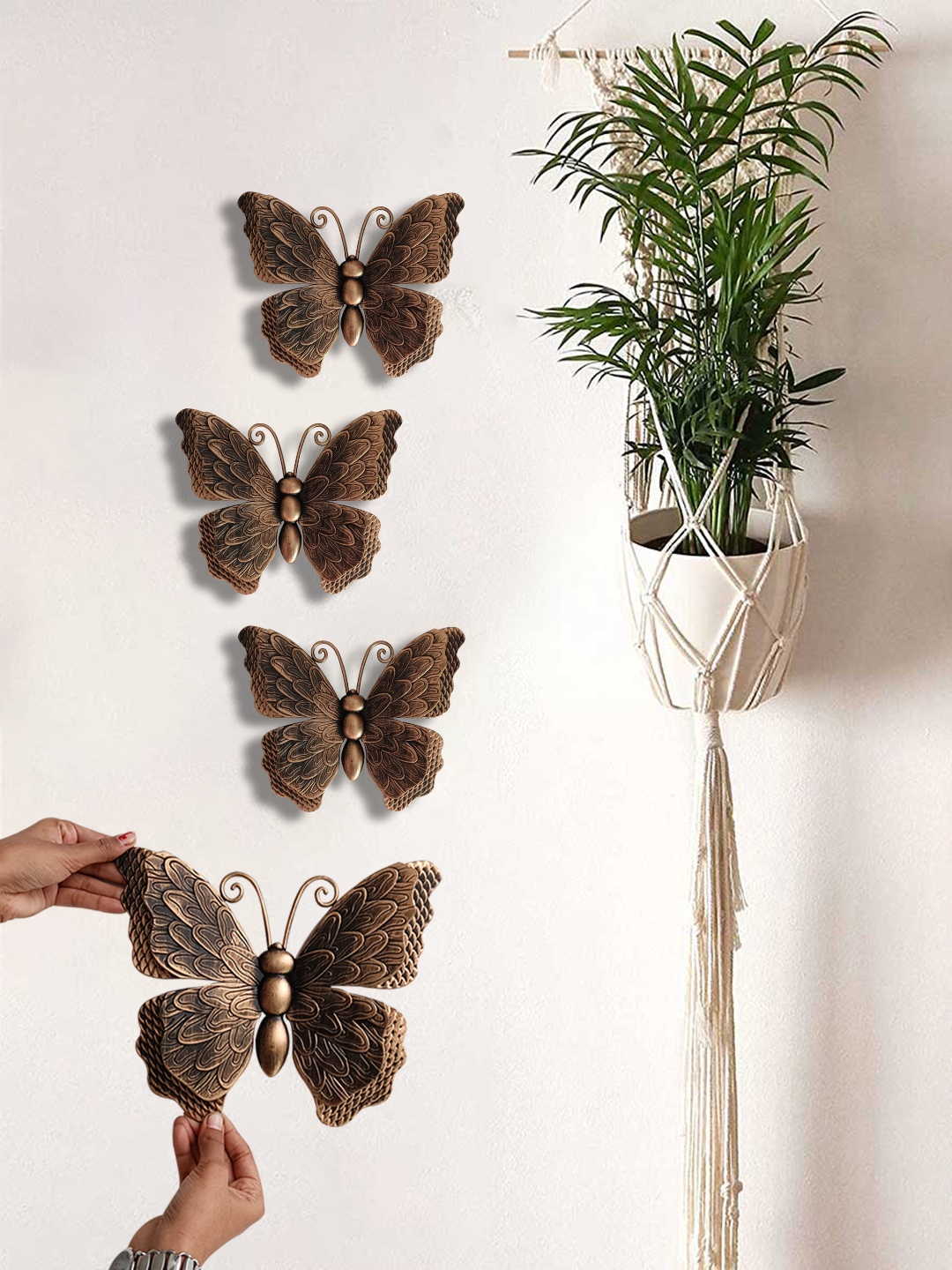 

Art Street Set Of 4 Butterfly Decorative Wall Decor, Brown