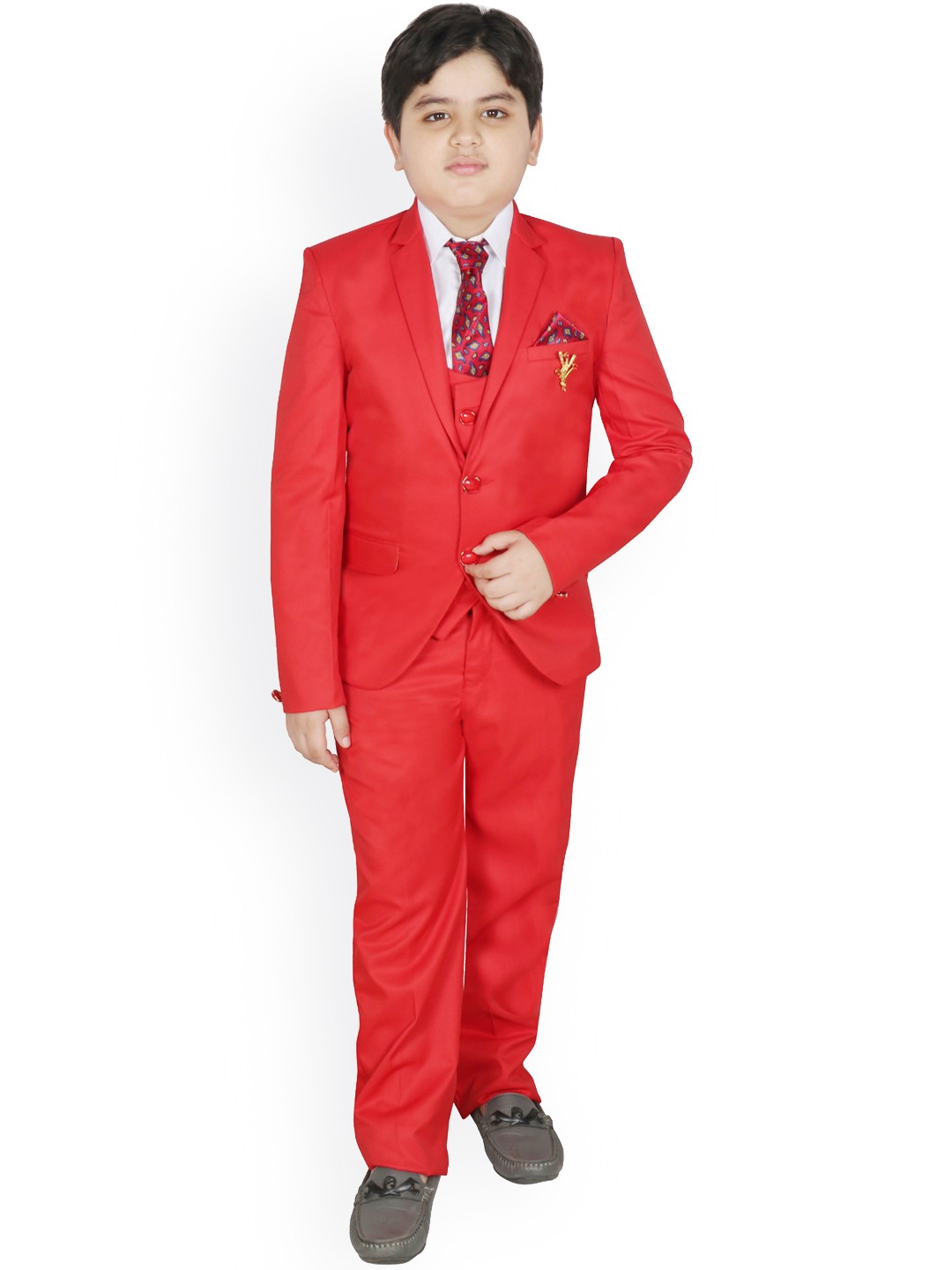 

SG YUVRAJ Boys Red Solid Five-Piece Suits