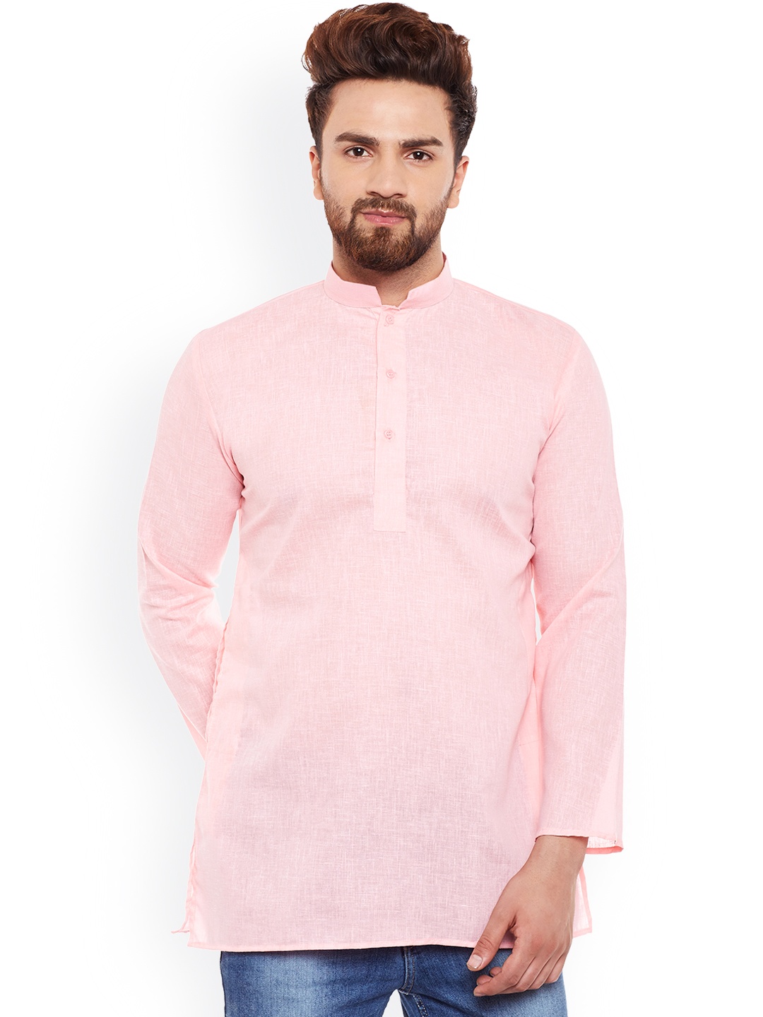 

SOJANYA Men Pink Solid Straight Kurta