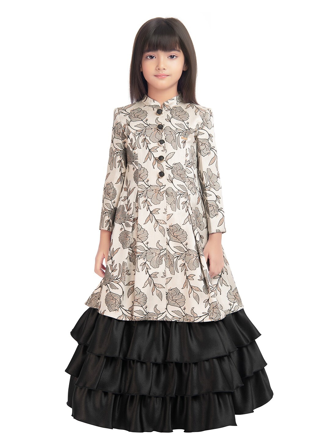 

Tiny Baby Black Floral Satin Maxi Dress
